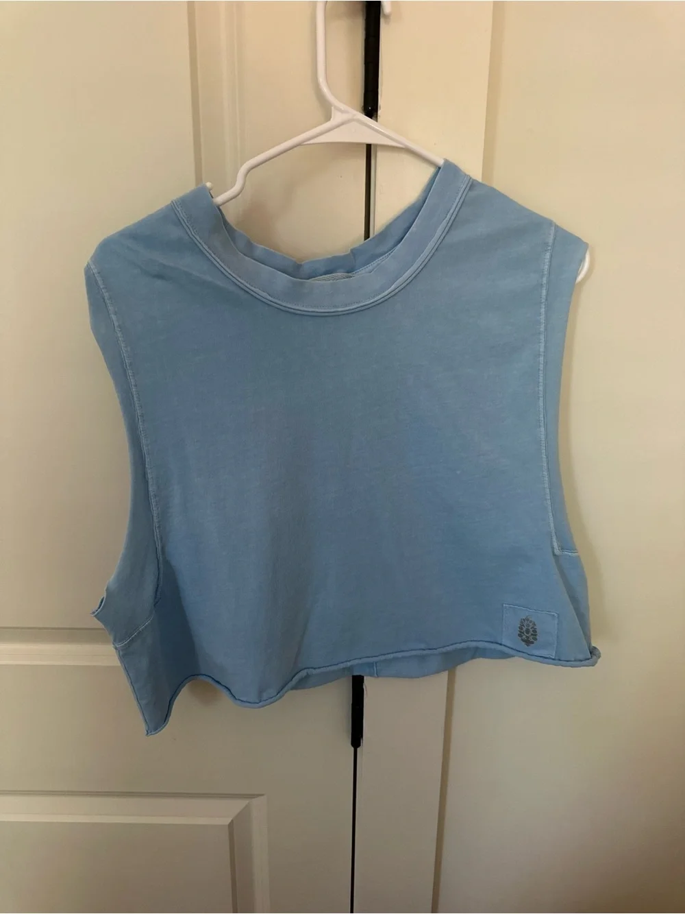 Free People Light Blue Cropped Muscle Tee